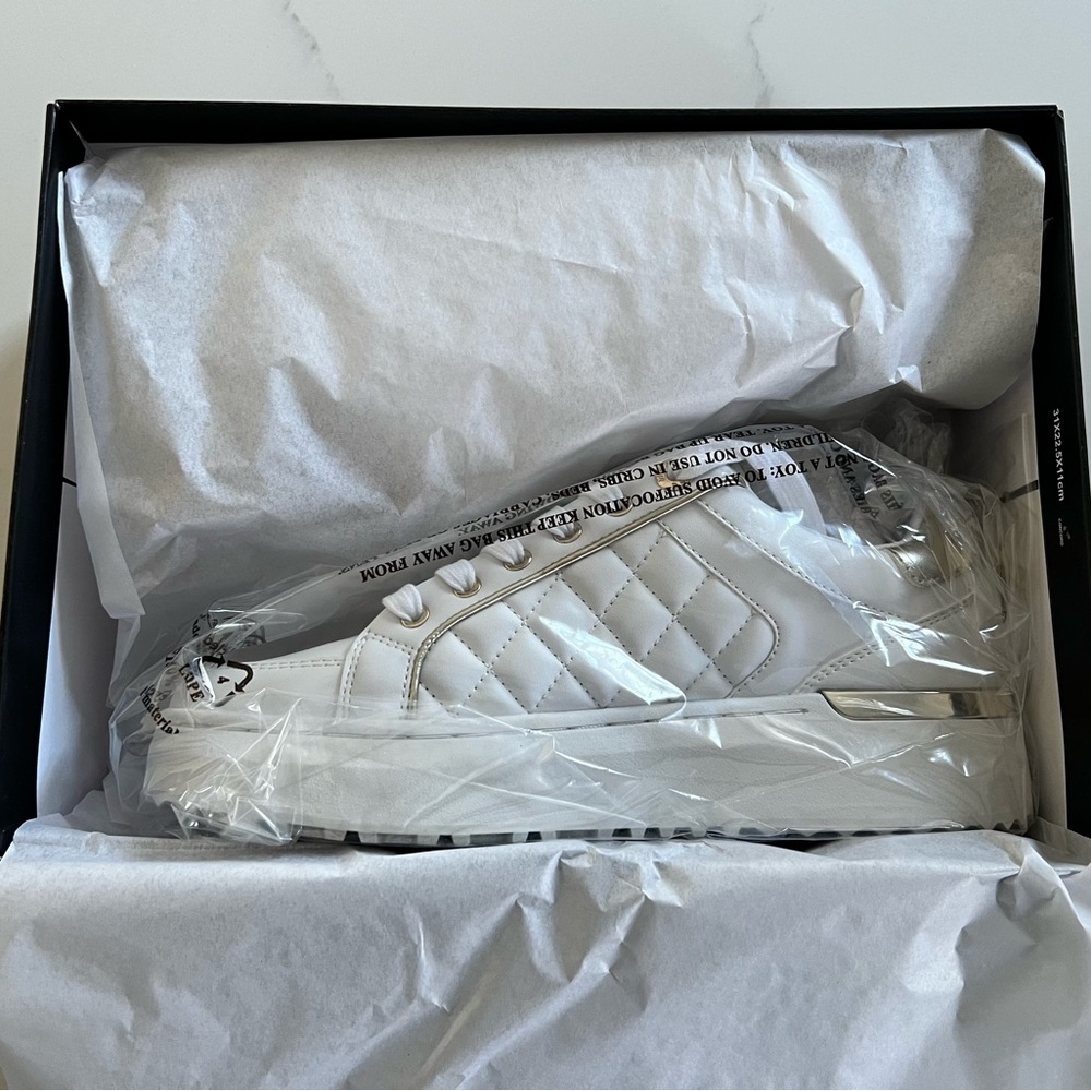 Nine West White/Gold Sneakers - Picture 4 of 7